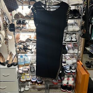 Black Stud-Trim Mini Dress